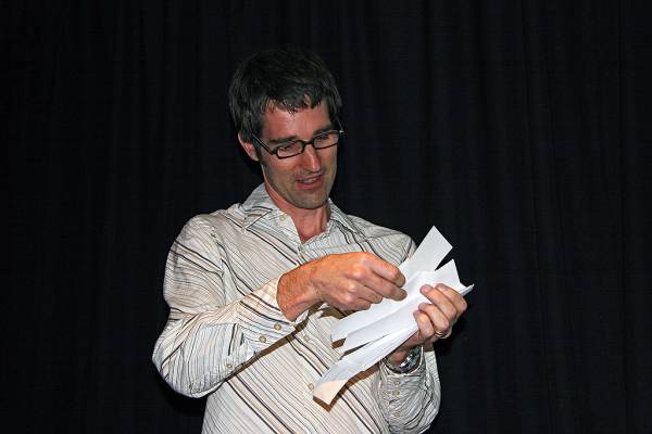 Michael Lawley, counting the votes for Mr & Ms DSTC,  | DSTC Farewell Symposium, 28 July 2005  | 