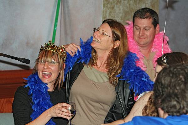 Mr's DSTC Naomi Andrew and Liz Armstrong,  | Ms DSTC Glenn Wright who wishes he got a blue boa,  | DSTC Farewell Symposium, 28 July 2005  | 