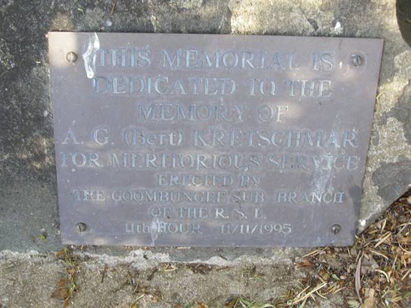 A G Bert KRETSCHMAR  | (Goombungee RSL sub-branch) 1995  | 