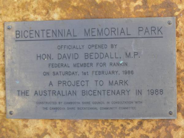 Opened by David BEDDALL,  | Greenmount War Memorial  |   | 