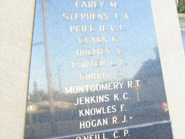 Deceased members of RSL Helidon sub-branch  | Drew M J  | Kearney L E  | Schneider J L *  | Horsbrugh A M *  | (rev) Underwood R N *  | Faulkner H H  | Clarke G G *  | Stickels M J *  | McCarthy K G  | Grove J B  | Lawler J M  | Topp N S *  | Scanlan P J  | Johnson D H  | Graham J R  | Thomson A G  | Glanville D R  | Kennedy K W  | Harris M  | Greer F J  | Krause E S  | Kluck J F  | McGovern M J  |   | Myers A G  | Heard W A  | Wrigglesworth H  | Tarrant L J R  | Cross R T  | Montgomery W J  | Lawler R J  | Kamp L W  | Henson Lily  | Reid B  | Kenafake D J  | Henson K W  |   | Connole P J  | Sharp J  | Harrington G  | Adams J  | Carey M  | Stephens T A  | Price H V L  | Evans G  | Holmes S  | Porter L C  | Norris C  | Montgomery R T  | Jenkins K C  | Knowles F  | Hogan R J *  | O'Neill C P  | Kettle L J D  | Thomas J L  | Nobes W J  | * service members  |   | Helidon War Memorial  |   | 
