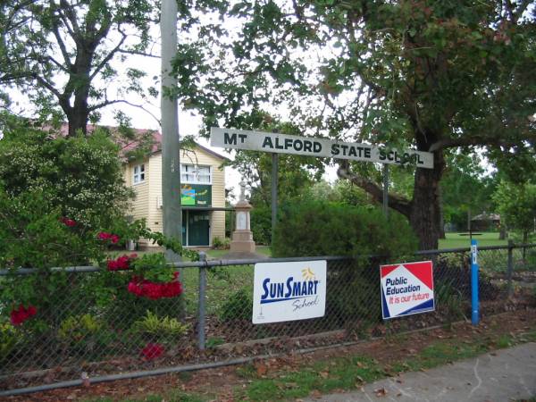 Mount Alford war memorial, (inside State School grounds), Boonah Shire.  | 