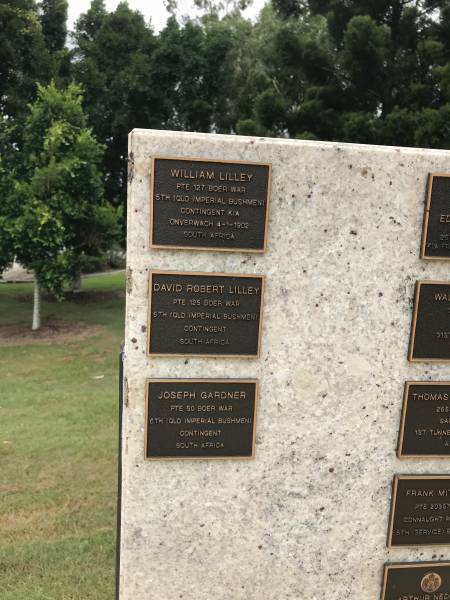 William LILLEY  | Onverwach 4 Jan 1902  |   | David Robert LILLEY  |   | Joseph GARDNER  |   | Redbank Memorial Park  |   |   | 
