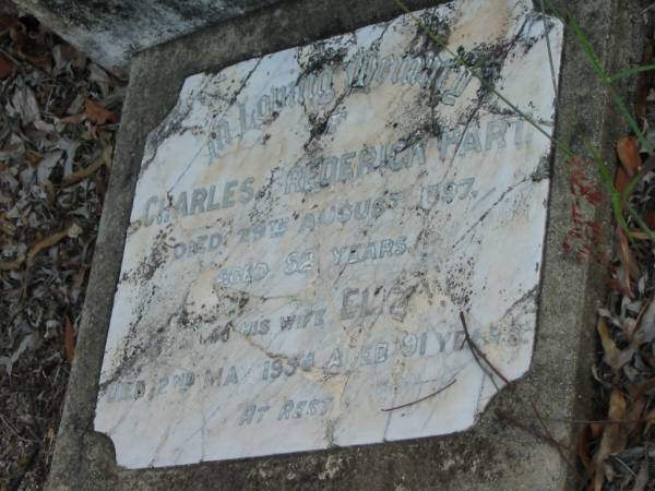 Charles Frederick HART  | 29 Aug 1897  | aged 52  |   | wife Eliza?  | 2 May 1954  | aged 91  |   | Albany Creek Cemetery, Pine Rivers  |   | 