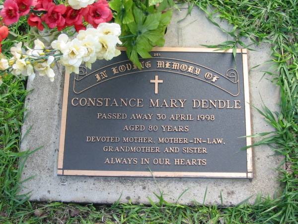 Constance Mary DENDLE  | 30 Apr 1998  | aged 80  |   | Albany Creek Cemetery, Pine Rivers  |   | 