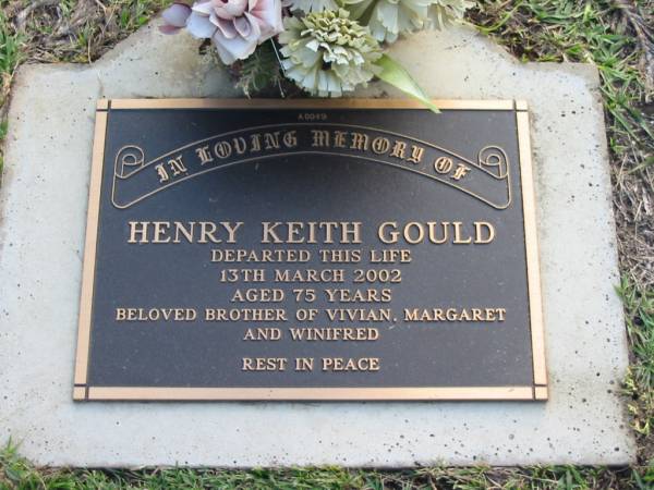 Henry Keith GOULD  | 13 Mar 2002  | aged 75  |   | Albany Creek Cemetery, Pine Rivers  |   | 