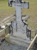 J.F. MARKS,
born 15 Feb 1836,
died 29 Aug 1917;
Alberton Cemetery, Gold Coast City