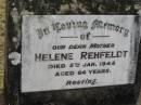 Helene REHFELDT, mother,
died 5 Jan 1948 aged 64 years;
Alberton Cemetery, Gold Coast City