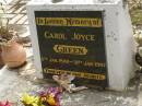 Carol Joyce GREEN,
8 Jan 1949 - 31 Jan 1987;
Appletree Creek cemetery, Isis Shire