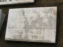 Minnette GEE,
died 7 July 1948 aged 82 years,
relict;
William Jacob GEE,
died Sydney 17 July 1926 aged 58 years;
Norman Dudley GEE,
died 11 April 1973;
David Campbell TODD,
died 9-7-1988 aged 91 years;
Winifred Margery TODD nee GEE,
wife of David Campbell TODD,
died 1-4-83 aged 87 years;
Appletree Creek cemetery, Isis Shire