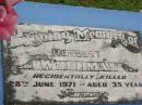 Herbert WOODMAN,
accidentally killed 28 June 1971 aged 35 years;
Appletree Creek cemetery, Isis Shire