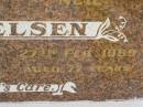 Agnes TERKELSEN,
mother,
died 8 Nov 1989 aged 95 years;
Neil TERKELSEN,
father,
died 27 Feb 1969 aged 77 years;
Joan Marcia TERKELSEN,
19-7-1929 - 8-6-2001,
wife of Warren,
mother of Kay, Kerry, Ross, Gail & Corrine;
Warren Neville TERKELSEN,
22-9-1924 - 6-4-2003m
husband of Joan,
father of Kay, Kerry, Ross, Gail & Corrine;
Appletree Creek cemetery, Isis Shire