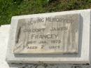 Gregory James FRANCEY,
died 25 Jan 1978 aged 2 days;
Appletree Creek cemetery, Isis Shire