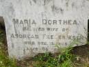 Maria Dorthea,
wife of Andreas FREDERIKSEN,
died 13 Dec 1906 aged 66 years;
Appletree Creek cemetery, Isis Shire
