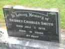 Sydney Charles SMITH,
died 7 July 1978 aged 91 years;
Appletree Creek cemetery, Isis Shire