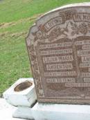 Lilian Maria ANDERSON,
mother grandmother,
died 25 June 1961 aged 72 years;
John Norman ANDERSON,
husband father,
born Sunderland England,
died 9 March 1948 aged 60 years;
Appletree Creek cemetery, Isis Shire