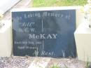 D.C.W. (Bill) MCKAY,
died 10 Feb 1963 aged 58 years;
Appletree Creek cemetery, Isis Shire