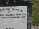 William George HUTTON,
father,
died 18 Sept 1953 aged 74 years;
Elizabeth Annie HUTTON,
mother,
died 27 Jan 1969 aged 84 years;
Appletree Creek cemetery, Isis Shire