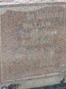 William Edmunds COCKING,
died 3 Nov 1937 aged 76 years;
Annie COCKING,
died 23 Aug 1947 aged 77 years;
Appletree Creek cemetery, Isis Shire