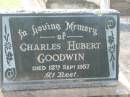 Charles Hubert GOODWIN,
died 12 Sept 1957;
Appletree Creek cemetery, Isis Shire