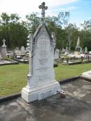 J.H.E. BERTHEAU,
died 28 Dec 1903 aged 52 years;
Mary Anne,
wife,
died 22 July 1919 aged 62 years;
George Manus,
brother,
died 21 June 1923 aged 36 years;
Adeline Muriel BERTHEAU,
sister,
died 19 Aug 1940 aged 39 years;
Edmund James,
brother,
died 13 Sept 1948 aged 66 years;
Walter Henry Edma,
brother,
died 5 Dec 1948 aged 68 years;
Charles Zacharie BERTHEAU,
died 23 Jan 1957 aged 75 years;
Appletree Creek cemetery, Isis Shire