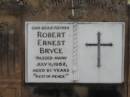 Robert Ernest BRYCE,
father,
died 11 July 1952 aged 61 years;
Appletree Creek cemetery, Isis Shire