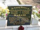 Orazio MARANO,
husband father,
born Sicily 5-4-1888,
accidentally drowned Woodgate
25-5-1942 aged 54 years;
Carmela MARANO,
mother step-mother,
born Sicily 14-4-1893,
died Ayr 13-11-1995 aged 102 years;
Appletree Creek cemetery, Isis Shire