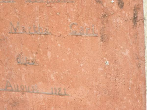 Dulcie Martha CARL,  | daughter,  | died 9 Aug 1927 aged 5 years;  | Appletree Creek cemetery, Isis Shire  | 
