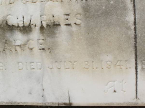 James Charles PEARCE,  | husband father,  | born 3 Aug 1916,  | died 31 July 1941;  | son,  | born 9 Nov 1941,  | died 16 Nov 1941;  | Appletree Creek cemetery, Isis Shire  | 