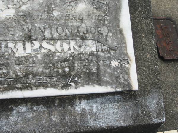 Leslie Winton (Joe) THOMPSON,  | died 8 July 1975 aged 69 years;  | Appletree Creek cemetery, Isis Shire  | 