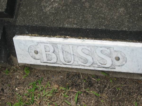 Ethel MAY BUSS,  | wife,  | died 30 March 1969 aged 77 years 9 months;  | Arthur Albert BUSS,  | husband,  | died 10 May 1975 aged 89 years;  | Appletree Creek cemetery, Isis Shire  | 