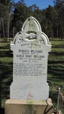 Rebecca WILLIAMS
d: 11 Dec 1919 aged 35
wife of Georgy Henry WILLIAMS
Atherton Pioneer Cemetery (Samuel Dansie Park)