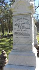 James EMERSON
d: 22 May 1915 aged 61
Elizabeth TIMMINS
d: 26 Nov 1935 aged 81
Margret Jack EMERSON
wife of D.V. EVANS
d: 10 Jul 1915 aged 37
David Vincent EVANS
d: 31 Jul 1916 aged 37
Jean EMERSON
wife of R.E. HULL
d: 18 Aug 1914 aged 19
Atherton Pioneer Cemetery (Samuel Dansie Park)