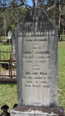 Thomas JACKSON
d: 16 Nov 1884 aged 42
John JACKSON
d:11 Apr 1893 aged 53
Ann Jane WILDE
d: 19 Jan 1924 aged 75
Atherton Pioneer Cemetery (Samuel Dansie Park)
