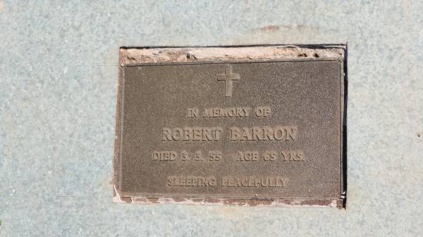 Robert BARRON  | d: 3 Mar 1955 aged 65  |   | Aubigny Catholic Cemetery, Jondaryan  |   | 