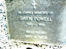 
Gwen POWELL, 1922 - 1989;
Beerwah Cemetery, City of Caloundra
