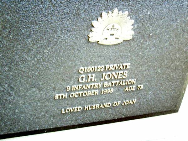 G.H. JONES,  | 8 Oct 1998 aged 78 years,  | husband of Joan;  | Joan May JONES,  | wife of Grahame,  | 12-1-1925 - 29-4-2001,  | love Craig & Tracey;  | Beerwah Cemetery, City of Caloundra  | 