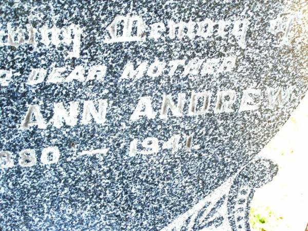 Hugh ANDREW,  | father,  | 1872 - 1941;  | Mary Ann ANDREW,  | mother,  | 1880 - 1941;  | Bell cemetery, Wambo Shire  | 