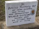 Wilhelm DIOTH (Jun),
husband father grandfather,
died 3 Oct 1983 aged 77 years;
Bergen Djuan cemetery, Crows Nest Shire
