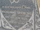 William SPERLING, father,
died 11 June 1946 aged 78 years;
Wilhelmine SPERLING, wife mother,
died 20 June 1938 aged 69 years;
Bergen Djuan cemetery, Crows Nest Shire