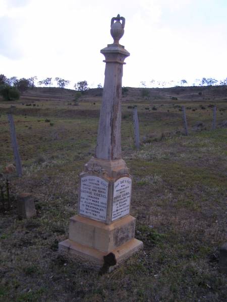Ludwig GOEBEL, husband father,  | born 10 March 1843 Allertshausen, Westphalen,  | died 14 May 1907;  | Marie GOEBEL, mother,  | born 11 Nov 1850 Stolberg, Sachsen,  | died 18 Oct 1926;  | Bergen Djuan cemetery, Crows Nest Shire  | 