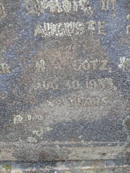 Helene Auguste, wife of Alexander H.A. GOTZ,  | died 30 Aug 1933 aged 54 years;  | Bergen Djuan cemetery, Crows Nest Shire  | 