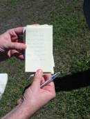 Sophia Regina
beloved daughter of
Wilhelm and Elizabeth WENDT
age 11 months
June ? 1876
Bethania (Lutheran) Bethania, Gold Coast