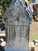 F W Hermann RAETZ
geb 28 Juni 1867
gest 2 Maerz 1886
Bethania (Lutheran) Bethania, Gold Coast