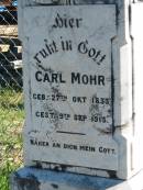 Carl MOHR
geb 27 Okt 1833
gest 9 Sep 1915
Bethania (Lutheran) Bethania, Gold Coast