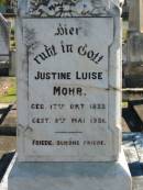 Justine Luise MOHR
geb 17 Okt 1833
gest 8 Mai 1921
Bethania (Lutheran) Bethania, Gold Coast