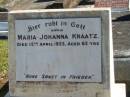 Maria Johanna KRAATZ
15 Apr 1933
aged 63
Bethania (Lutheran) Bethania, Gold Coast