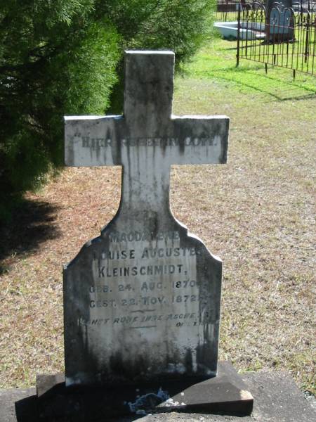 Magdalene Louise Auguste KLEINSCHMIDT  | geb 24 Aug 1870  | gest 22 Nov 1872  |   | Bethania (Lutheran) Bethania, Gold Coast  | 