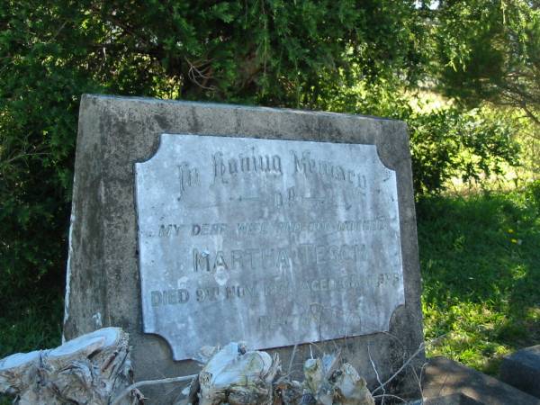 Martha TESCH  | 9 Nov 1938  | aged 68  |   | Bethania (Lutheran) Bethania, Gold Coast  | 