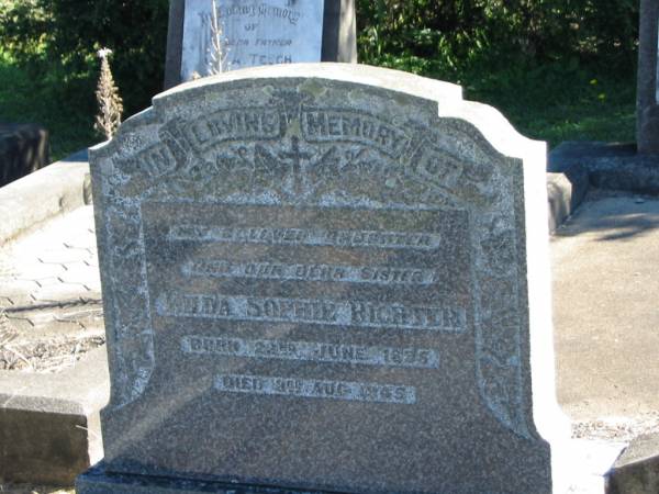 Hilda Sophie RICHTER  | B: 22 Jun 1895  | D: 3 Aug 1945  |   | Bethania (Lutheran) Bethania, Gold Coast  | 